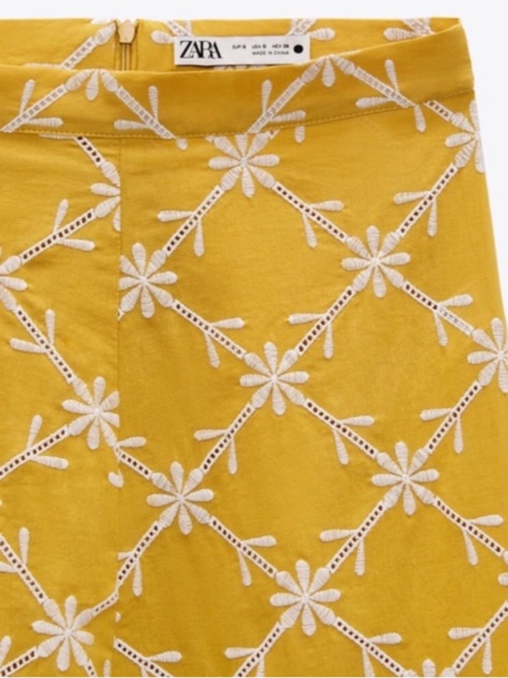 ZARA Yellow Floral Midi/Maxi Skirt with Beige Crochet – Size S - Picture 13 of 13